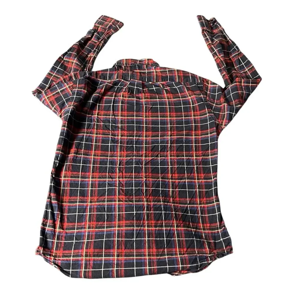 Polo Ralph Lauren Oxford Button Front Long Sleeve Shirt Mens Plaid Sz S Red Blue